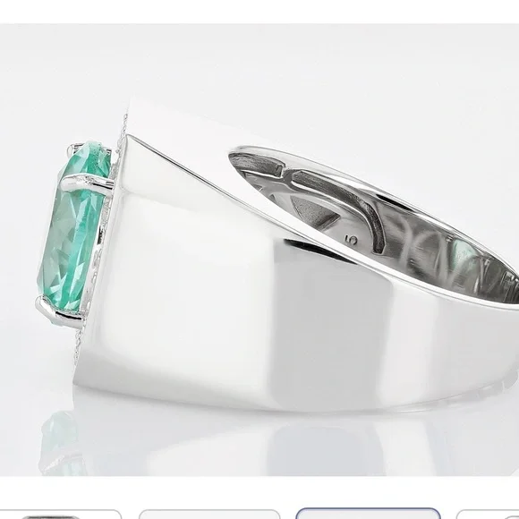 925 Green Spinel Men’s Ring - Picture 9 of 12